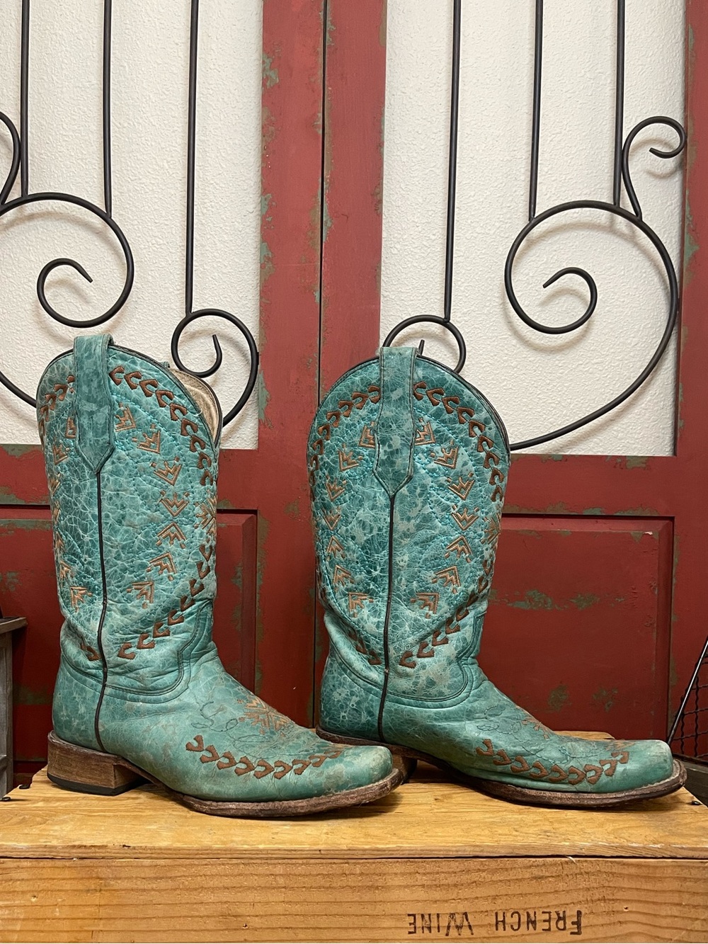 Old Gringo Turquoise Leather Western Cowgirl Boots L5505 Size 8.5 M